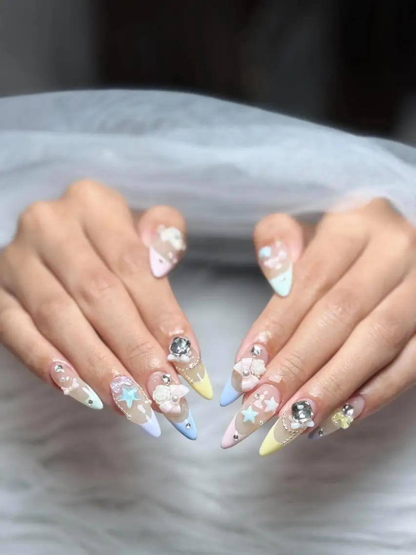 ネイル アートネイル 長さ出し ジェルネイル 韓国ネイル マグネットネイル ハンドネイル Cloudy Chan Nailのネイルデザイン