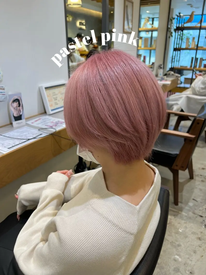 ショート カラー ブリーチ ピンクカラー ヘアカラー Kana 🍋 ハイトーン【高円寺】のヘアスタイル