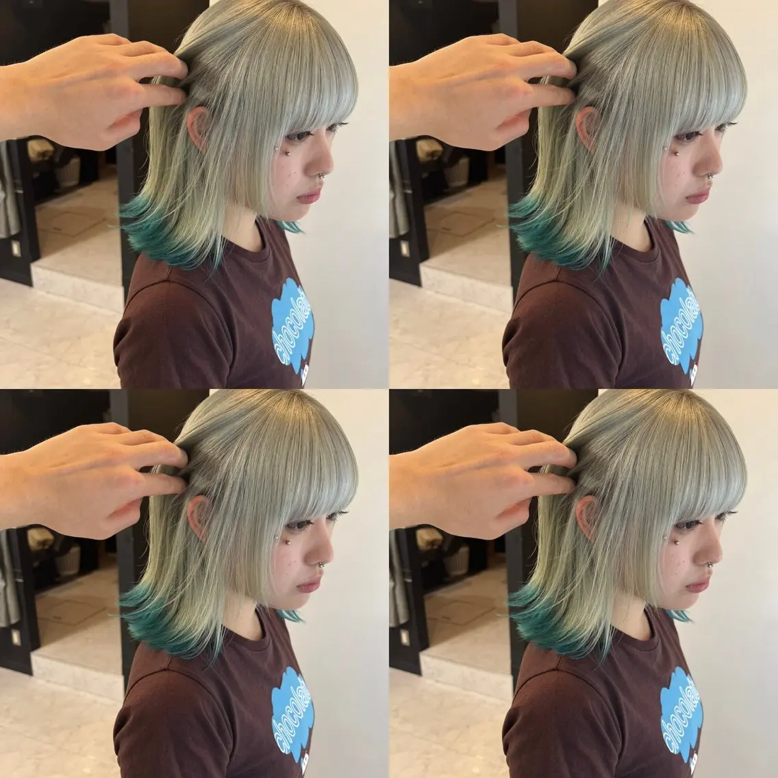 ショート カラー ミント ミントグリーン ✨レイヤー/髪質改善 /縮毛矯正✨ナカムラのヘアスタイル