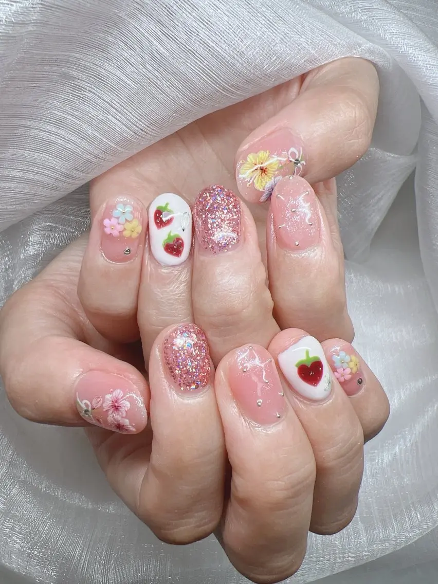ネイル 長さ出し グラデーション キラキラネイル マグネットネイル ニュアンスネイル ハンドネイル Lee Nails チップ長さだし専門店のネイルデザイン