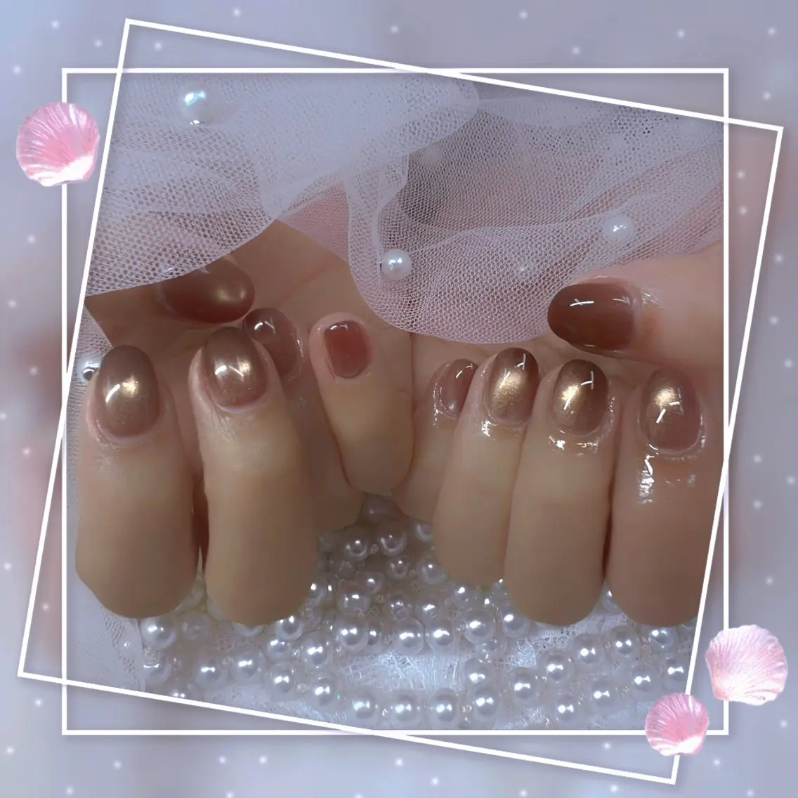 ネイル チークネイル フレンチネイル ガーリー ガラスフレンチ グラデーション ハンドネイル ハンドケア Chill Nailsalonのネイルデザイン