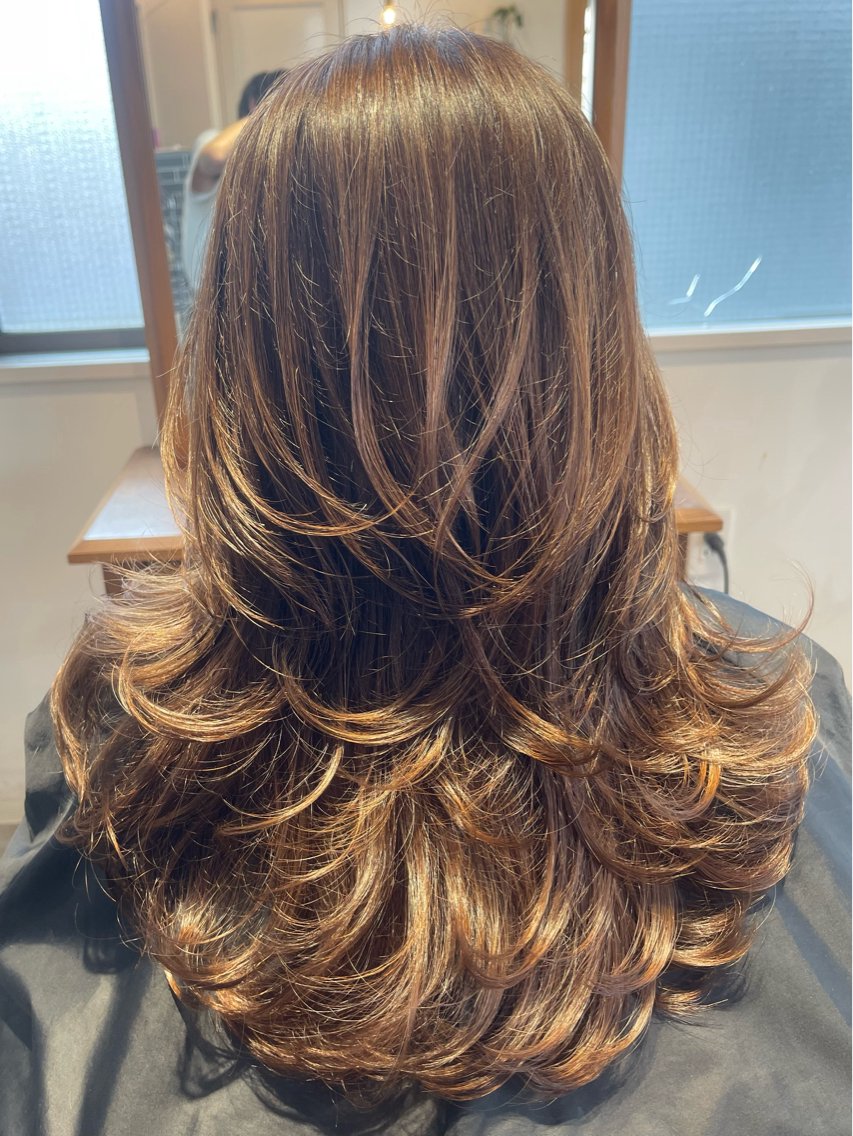 ミディアム カラー カット レイヤーカット 髪質改善専門屋/和田のヘアスタイル