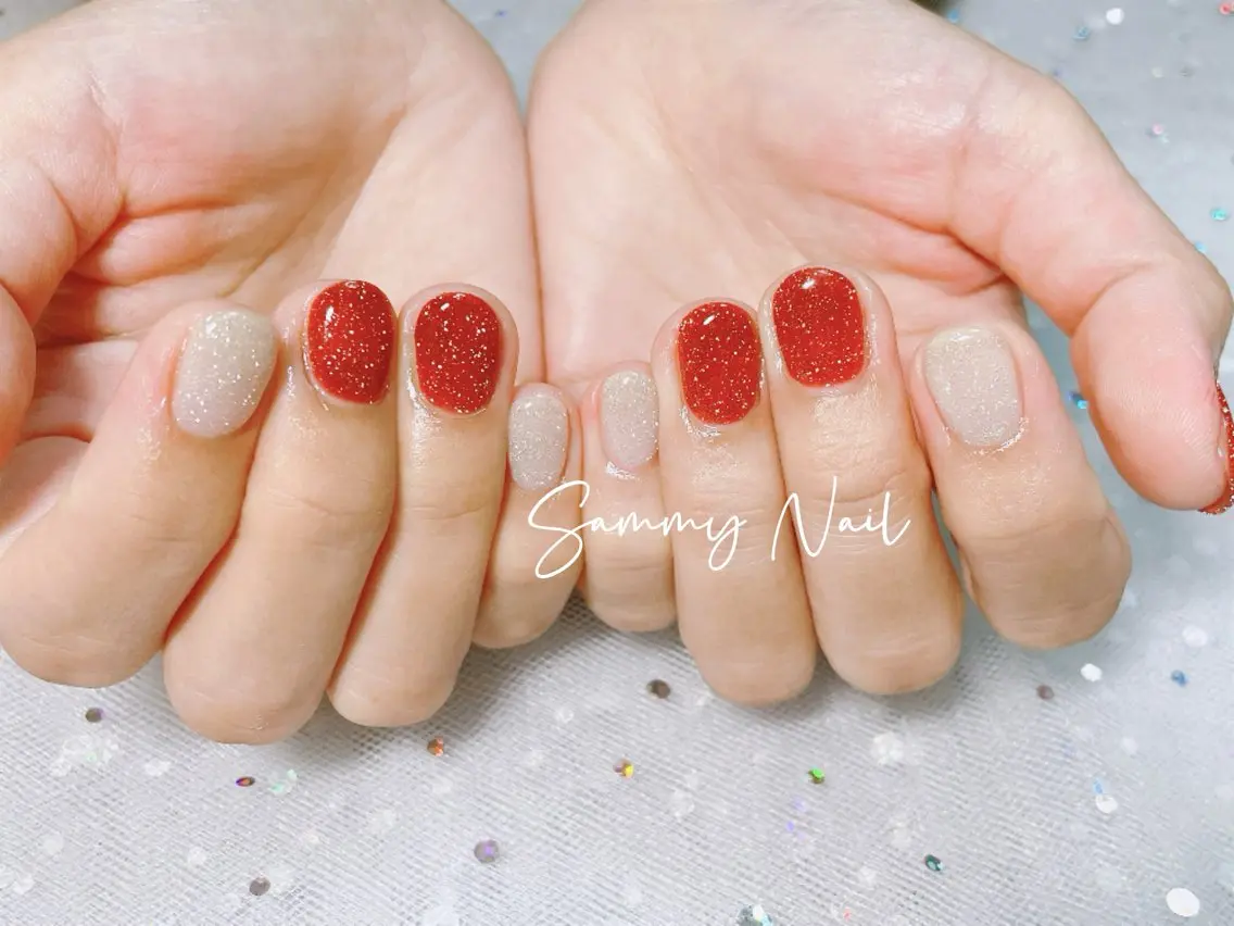 ネイル フラッシュネイル キラキラネイル ラメ(グリッター) ハンドネイル Sammy Nailのネイルデザイン