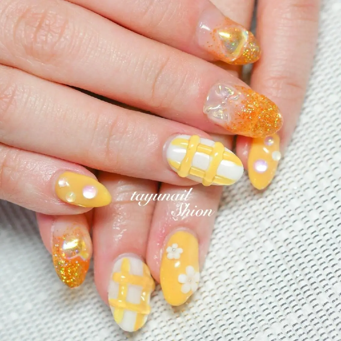 ネイル アートネイル ブルー ジェルネイル パラジェル ぷっくりネイル ネイルサロン 【たゆnail】のネイルデザイン