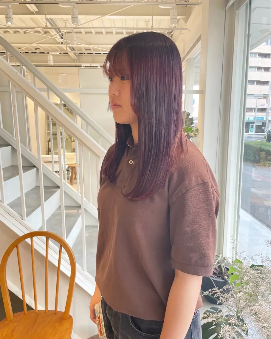 ロング カラー ブリーチ ラベンダーカラー ラベンダーピンク ピンクカラー 安西 香利奈のヘアスタイル