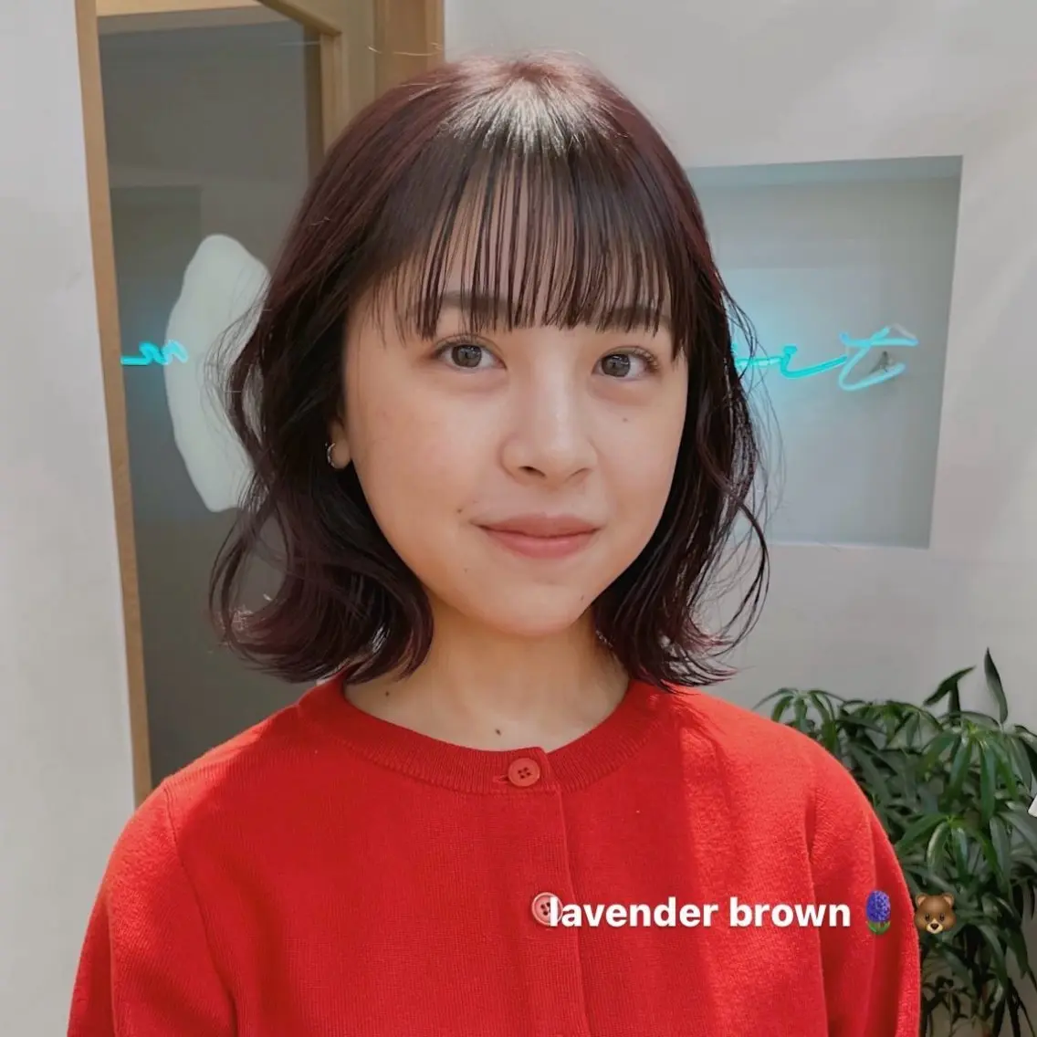 カラー ブラウンカラー ラベンダーカラー ヘアカラー ニイ/栄/ ボブカットモデル募集のヘアスタイル