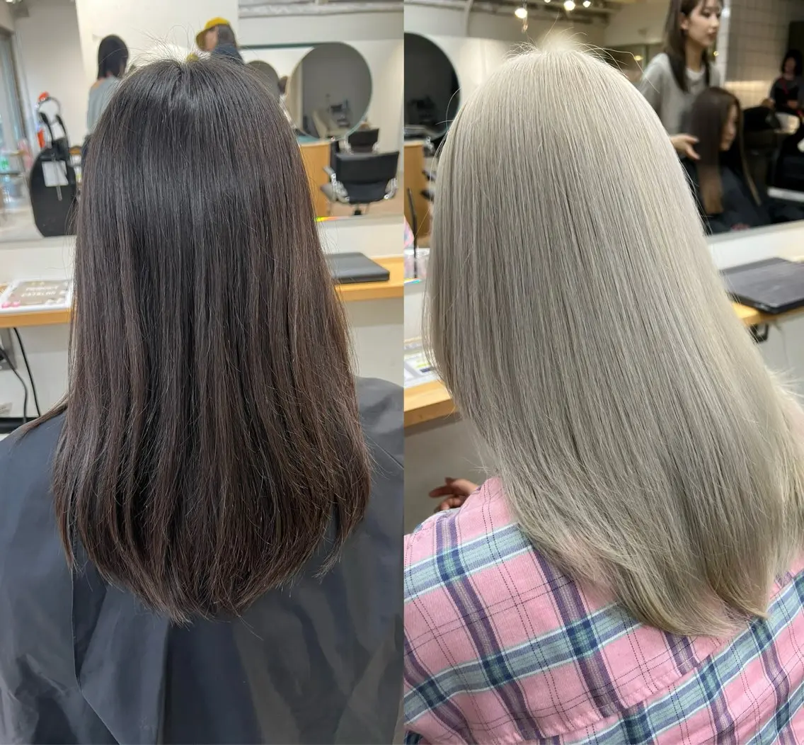 ミディアム カラー ヘアカラー トリートメント ベージュ/髪質改善 新潟/万代/井上佑のヘアスタイル