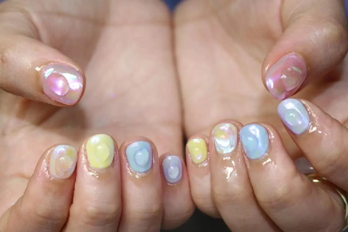 ネイル アートネイル ジェルネイル ミラーネイル ニュアンスネイル ホワイト yu-a☆ 柏ネイルのネイルデザイン