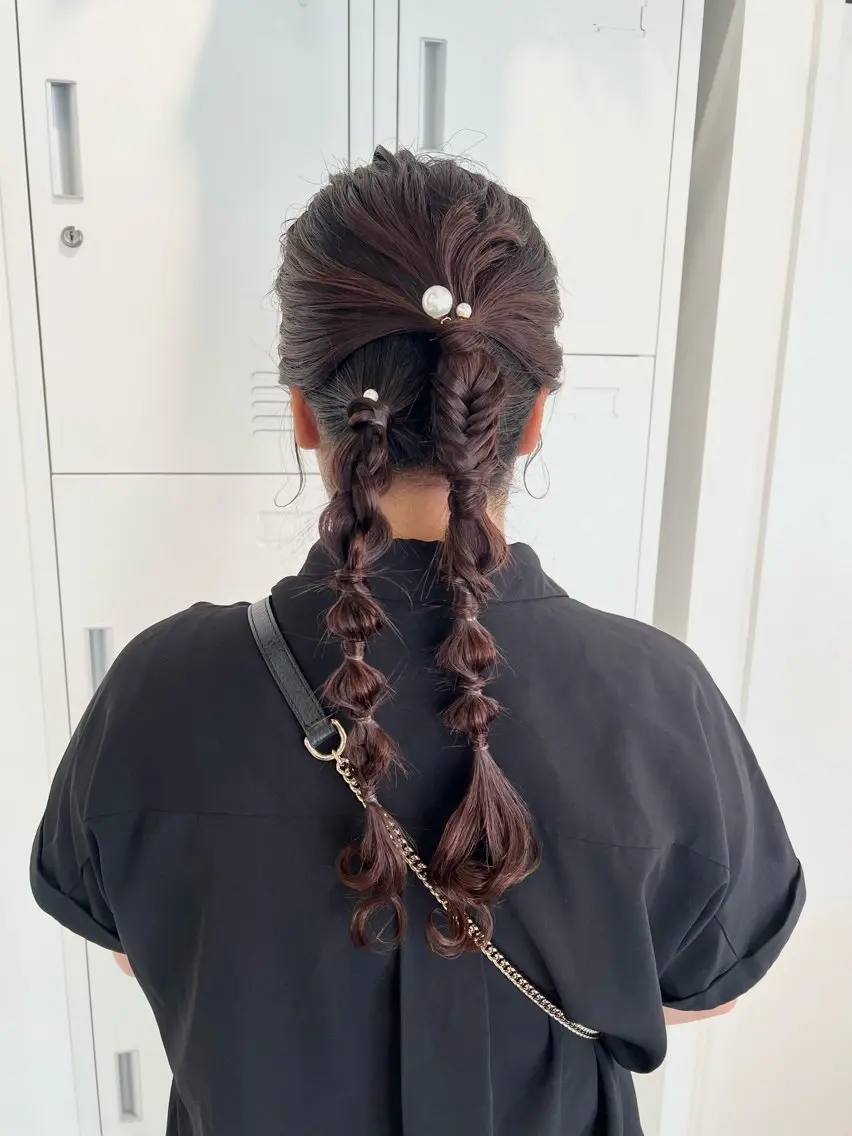 ロング ヘアアレンジ ポニーテール 黒阪 なみのヘアスタイル