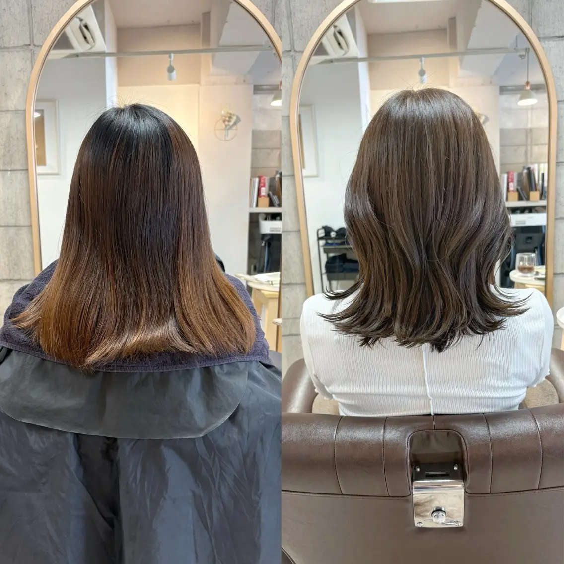 ミディアム カット ヘアカラー トリートメント 中村 潮音のヘアスタイル