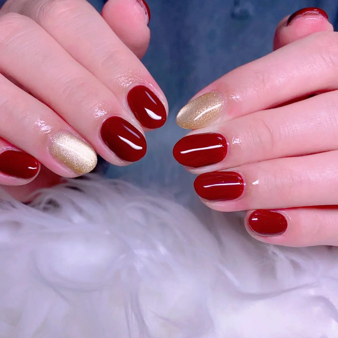 ネイル オフィスネイル 赤色 シンプルネイル ハンドネイル Nail Yunaのネイルデザイン