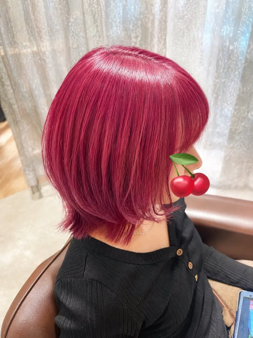 カラー ブリーチ ダブルカラー ピンクカラー ボブ 縮毛矯正 ヘアカラー 雅 Arglarteのヘアスタイル