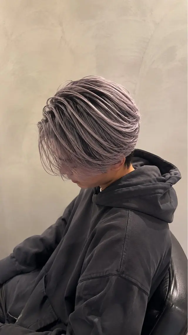 ショート カラー メンズ メンズバレイヤージュ センターパート メンズパーマ バレイヤージュ ベージュカラー ヘアカラー 博多【メンズ特化】 市川のヘアスタイル