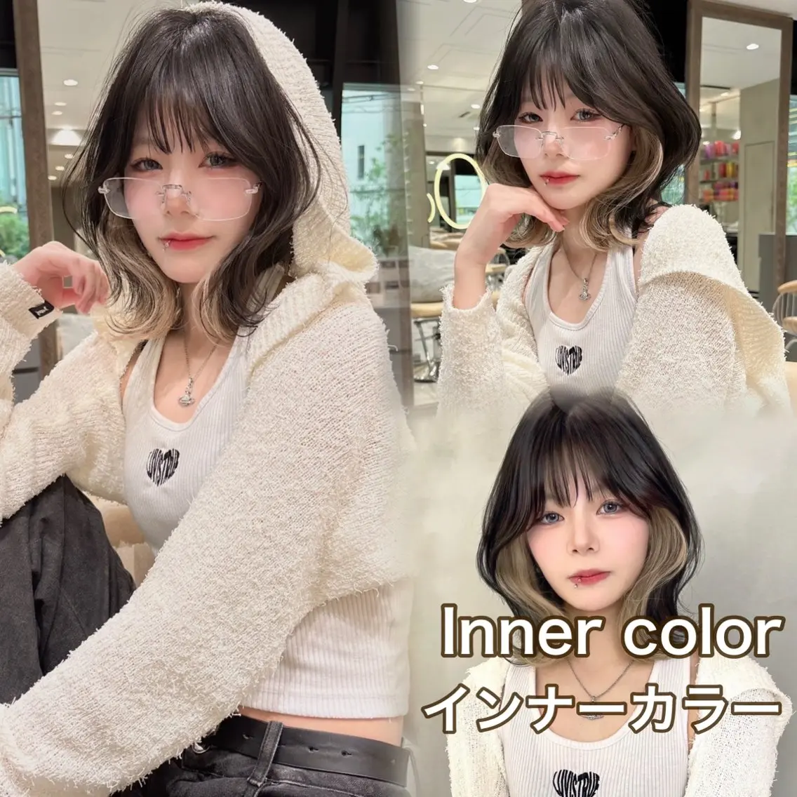 ミニモ学割🎓ワンポイントで可愛く💕🌈インナーカラー＋似合わせカット＋内部補修トリートメント🌈の写真