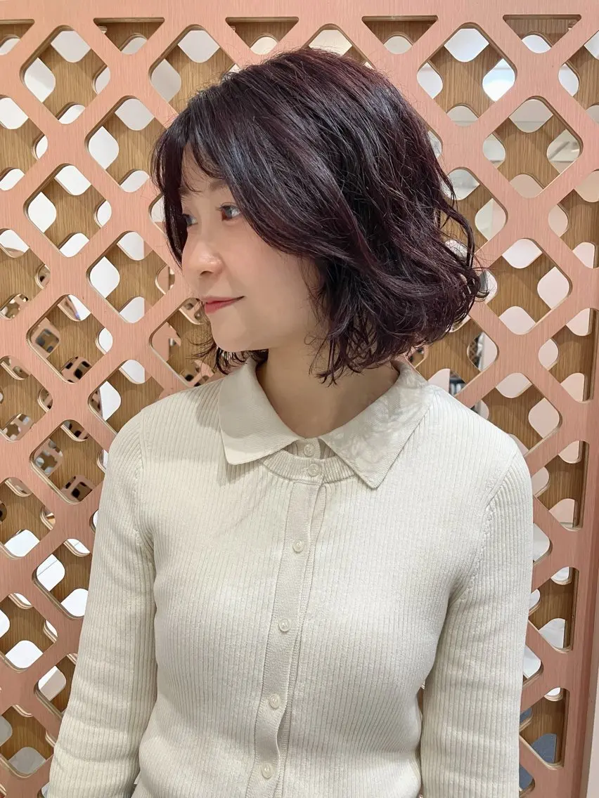 ショート パーマ ボブ ニュアンスパーマ カット パーマ 川間 将彦のヘアスタイル