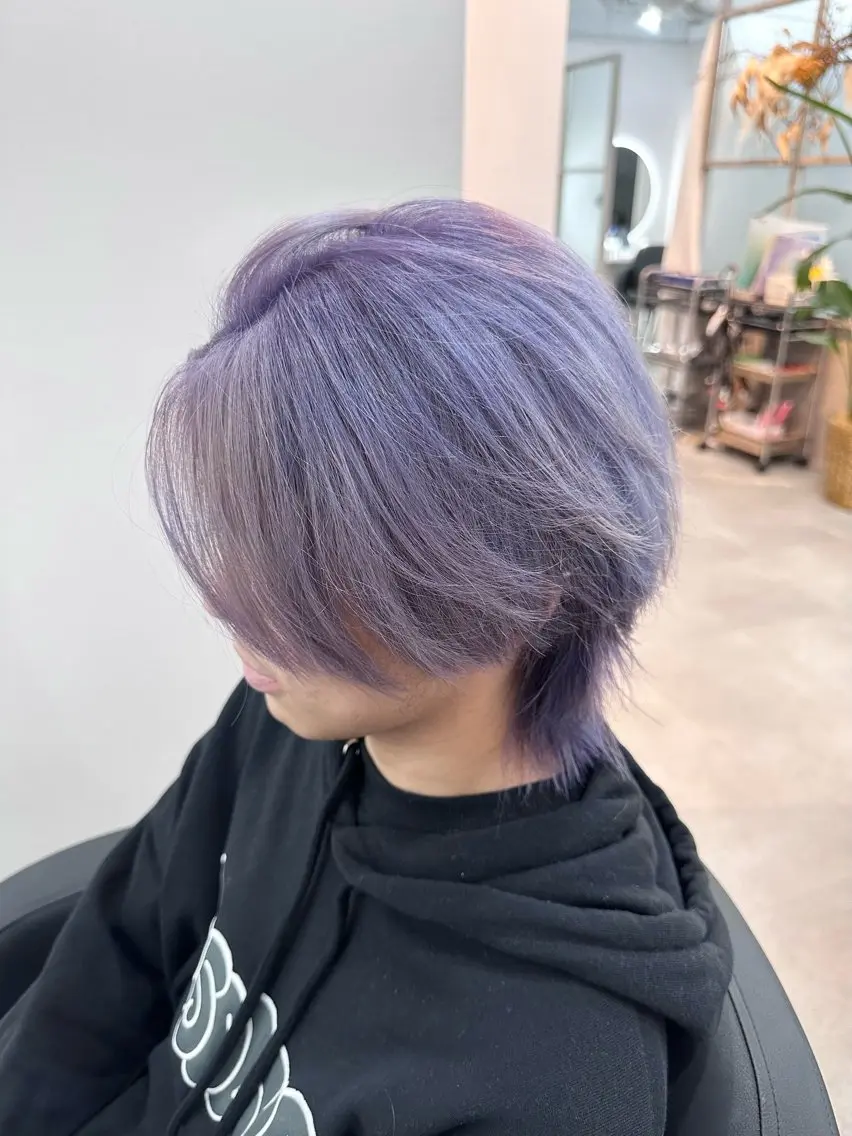 カラー メンズ ダブルカラー ラベンダーカラー カット ヘアカラー 髪質改善×縮毛矯正 taichi副店長のヘアスタイル