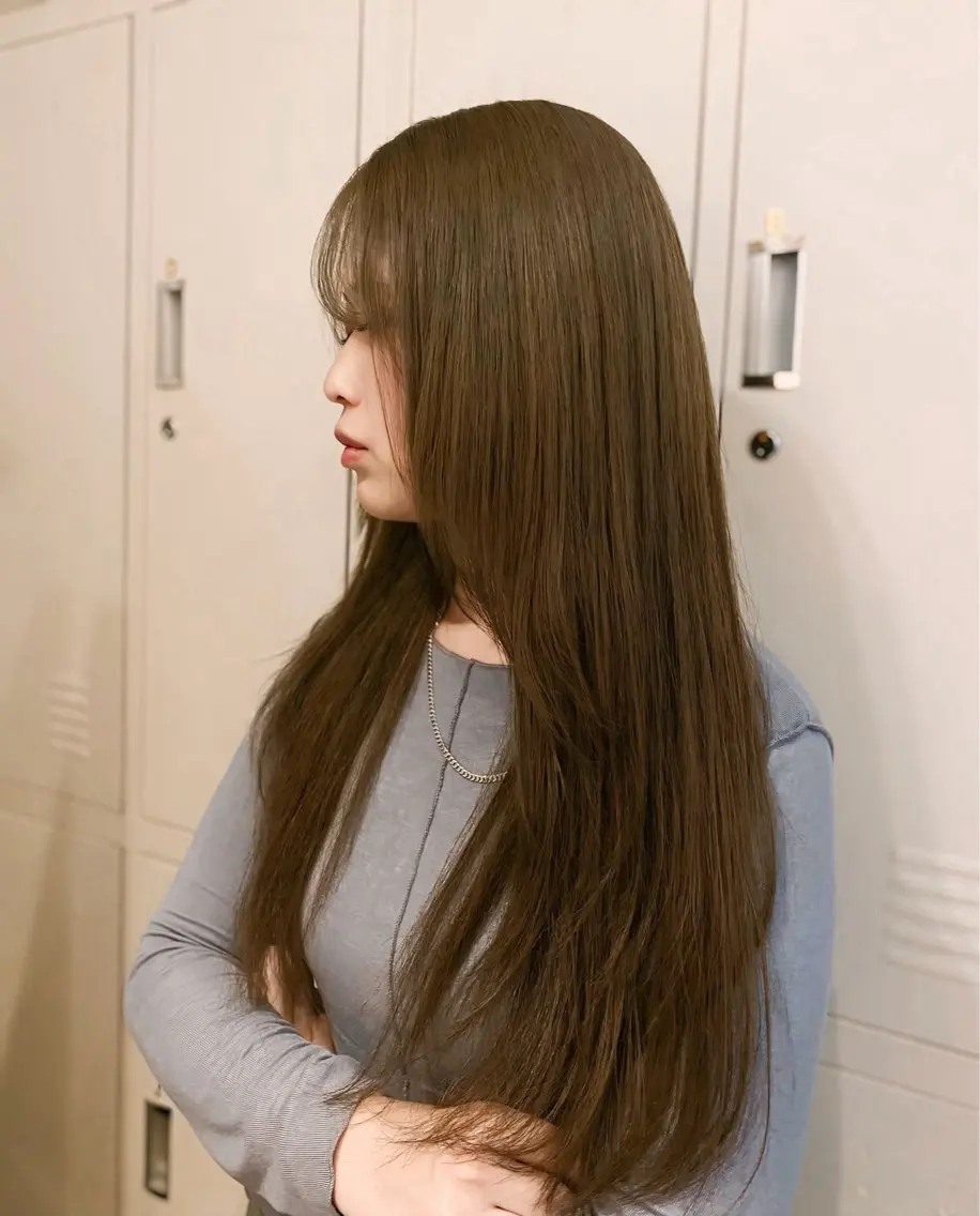 ロング カラー ブリーチ ブラウンカラー ダブルカラー イルミナカラー オリーブカラー カット ヘアカラー トリートメント N°+aero 😊れいか😊のヘアスタイル