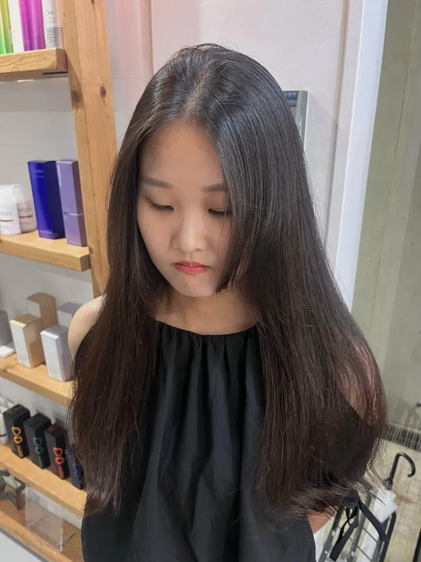 ロング パーマ 縮毛矯正 ナチュラルかわいい yui⋆𐙚 ̊.のヘアスタイル
