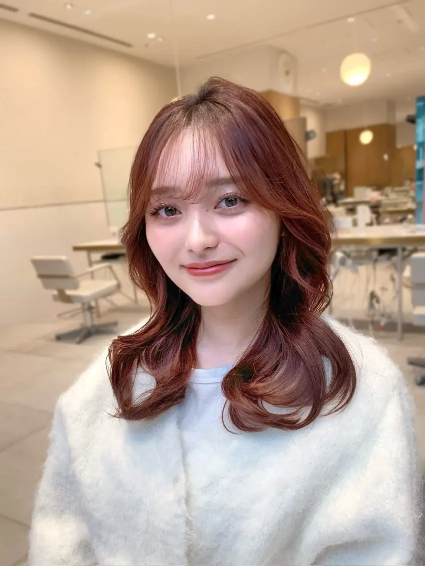ロング カラー カット ヘアカラー トリートメント ヘッドスパ ヘアセット 韓国ヘア/レイヤー/ 顔まわり/りょーとのヘアスタイル