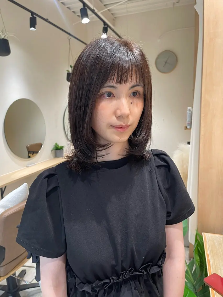 ミディアム カラー カット ヘアカラー ミレイ/layer/ ブリーチなしWカラーのヘアスタイル