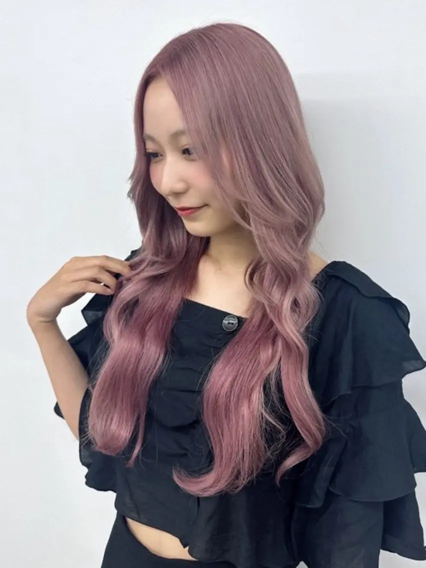 ロング カラー ブリーチ ピンクカラー ホワイトピンク カット ヘアカラー ベージュ/エクステ /職人/KENTAのヘアスタイル