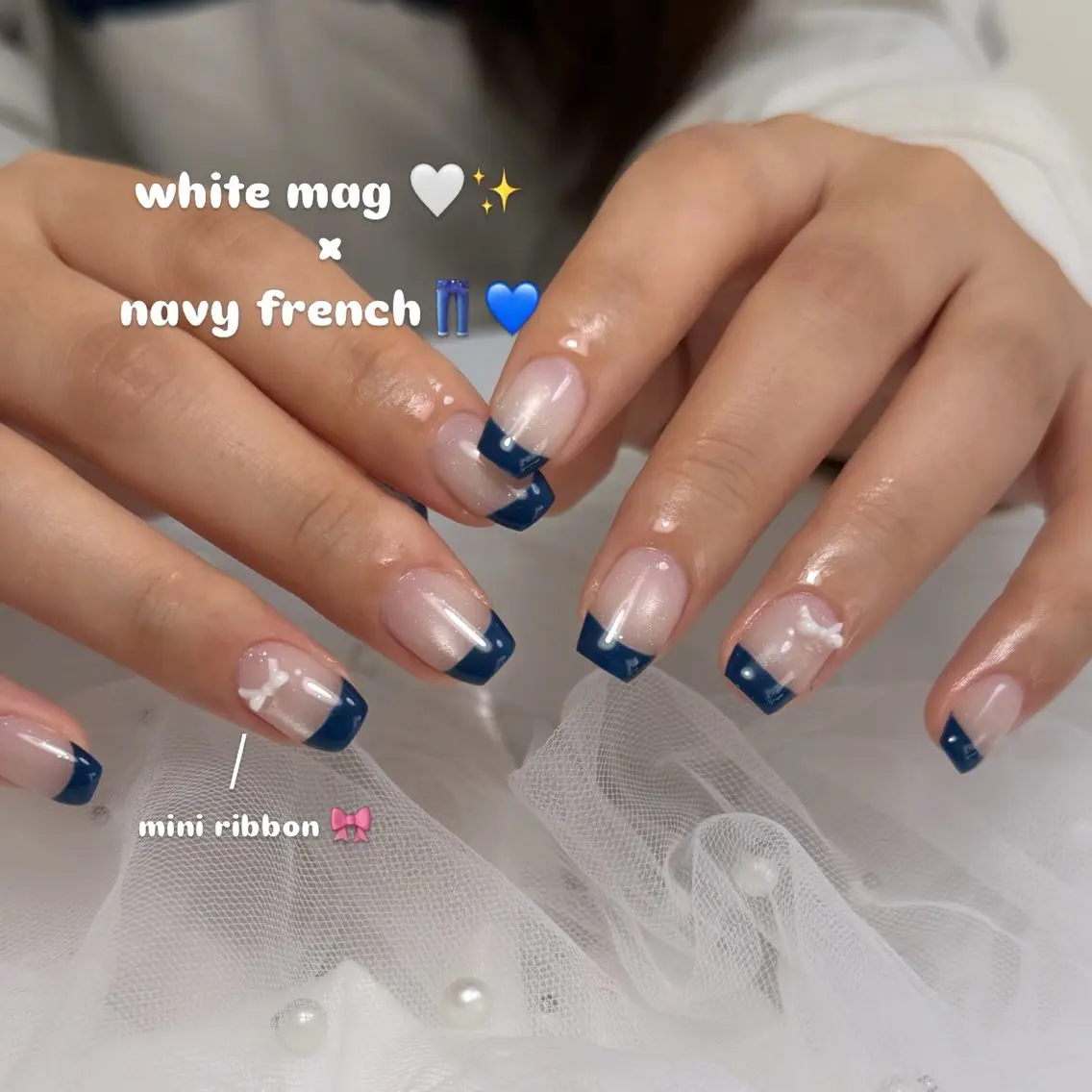 ネイル フレンチネイル ネイビー ハンドネイル andK nail salonのネイルデザイン