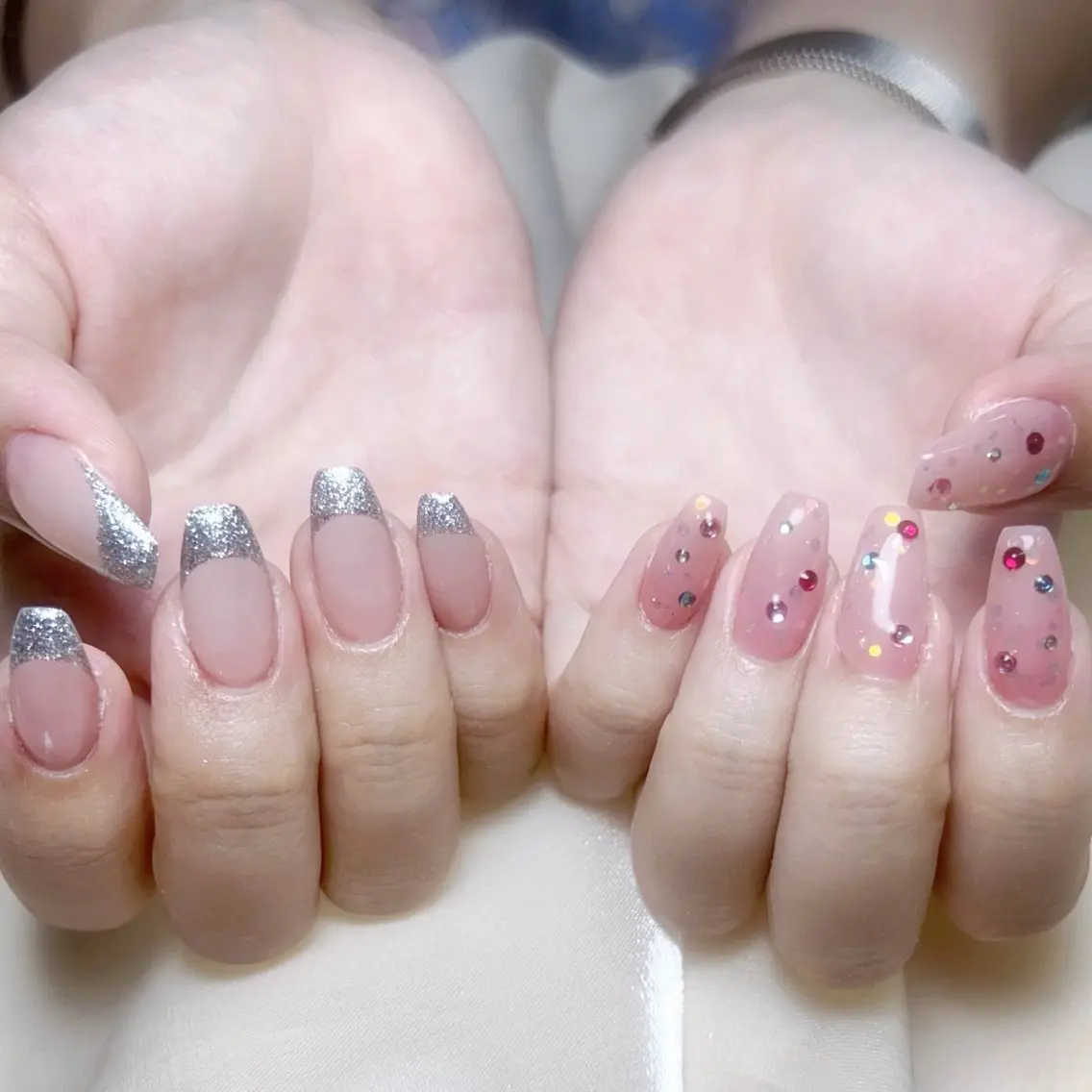 メンズ ネイル メンズ韓国風 アートネイル オーロラネイル ガーリー キラキラネイル ハンドネイル Nail salon 木にいるのネイルデザイン