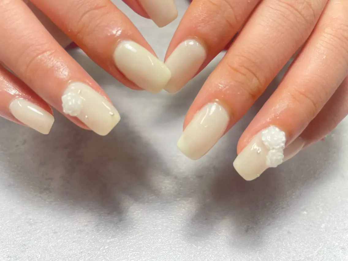 ネイル ハート ワンカラーネイル リボン ハンドネイル フットネイル k+1 nail salonのネイルデザイン