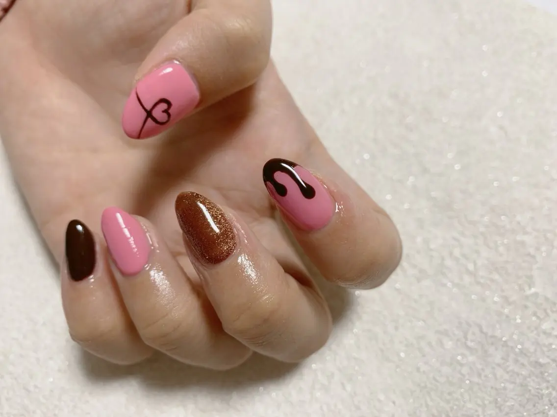 ネイル ジェルネイル 韓国ネイル メンズネイル パラジェル バレンタイン kiki nail たまプラーザのネイルデザイン