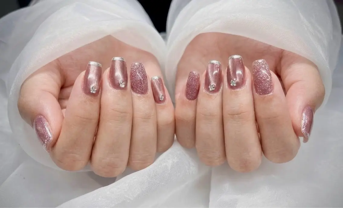 ネイル フレンチネイル ジェルネイル ラメ(グリッター) マグネットネイル Michan Nailのその他イメージ