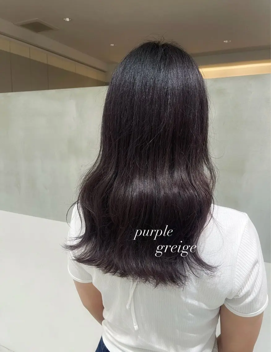 ロング カラー ブリーチ グレージュ パープルカラー パープルグレージュ 柔らかgirly/ レイヤー/yuiのヘアスタイル