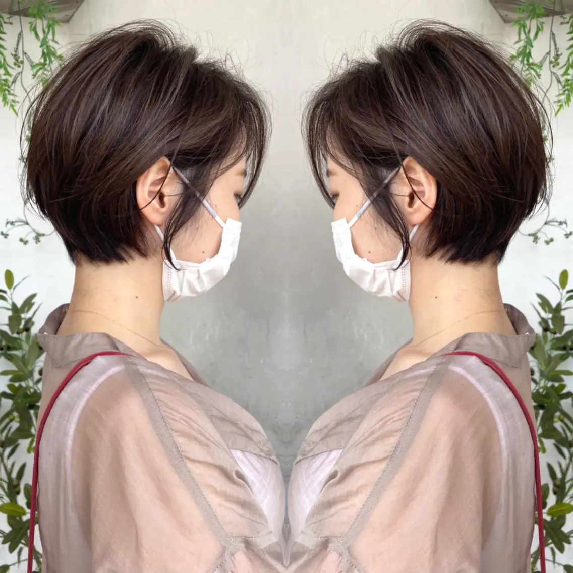 ショート カラー ショートボブ ハンサムショート 丸みショート デザインカラー ハイライトカラー カット ヘアカラー 京都大人女性ショート 徒歩1分/秋山のヘアスタイル