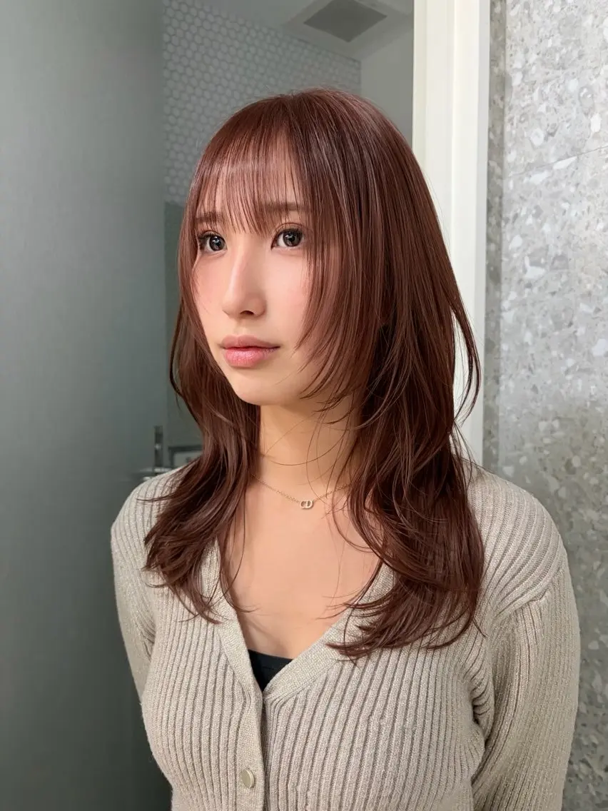 ロング カラー ブリーチ ブラウンカラー ハイトーンカラー ハッシュカット レイヤーカット カット ヘアカラー トリートメント 失敗しないハイトーン ✨ミルクティー/ミワのヘアスタイル