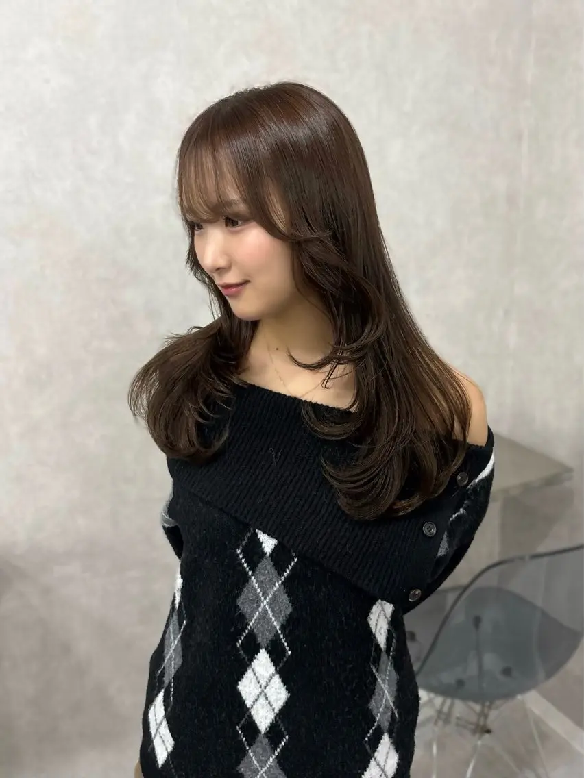 ロング カラー レイヤーカット カット ヘアカラー 盛れる顔まわり✨🎀 レイヤー別所好葉のヘアスタイル