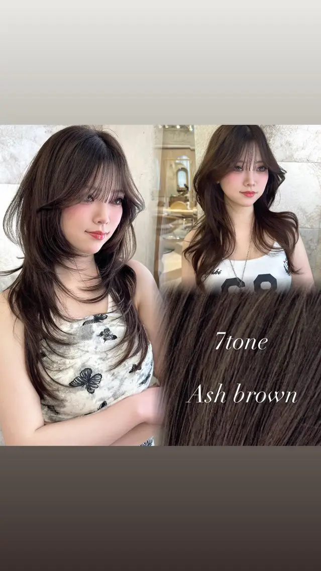ロング カラー カット ヘアカラー トリートメント 荻野 峻輔/レイヤー /ハッシュ/透明感のヘアスタイル