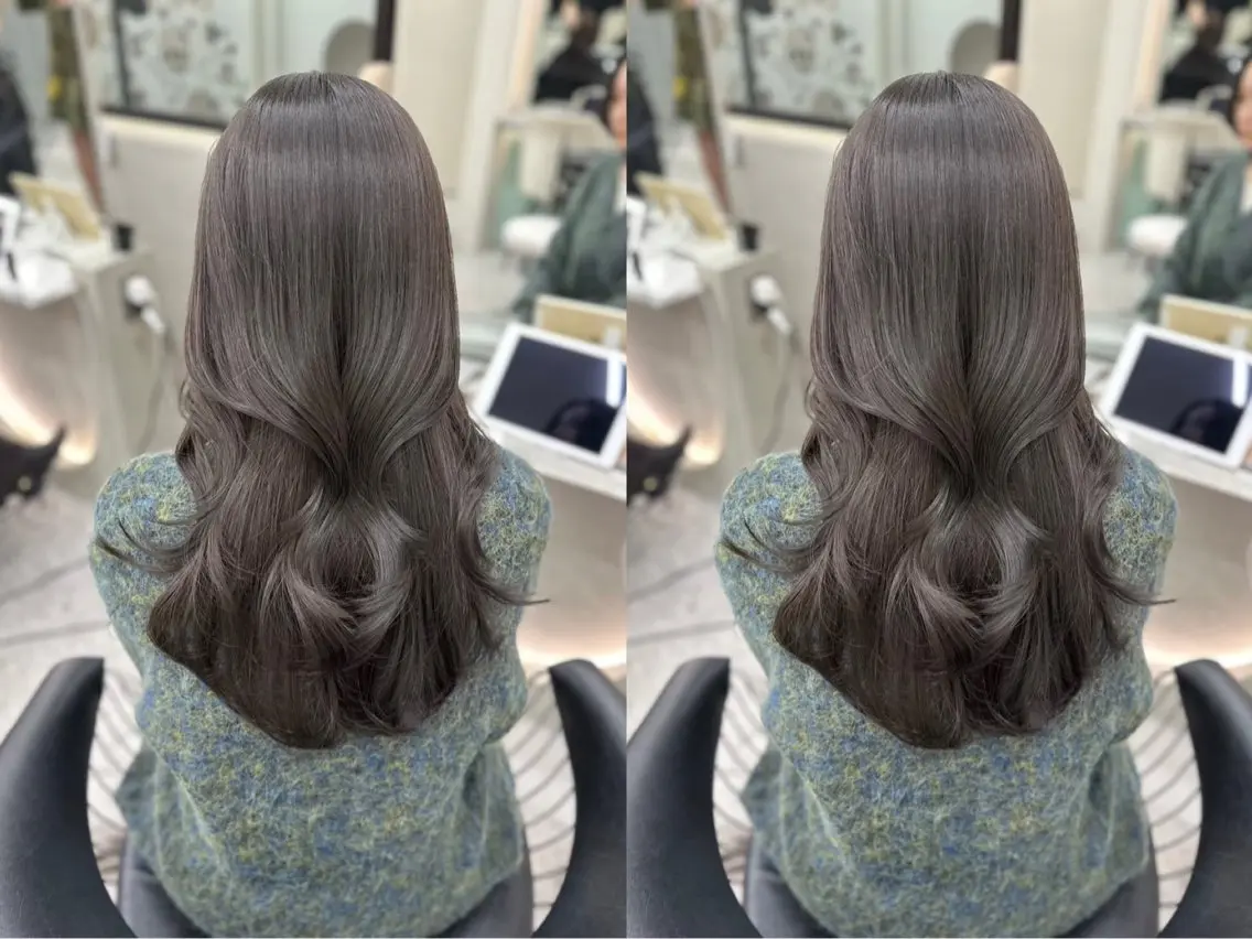 セミロング カラー 髪質改善 レイヤーカット 縮毛矯正 【博多髪質改善】 吉村 清志のヘアスタイル