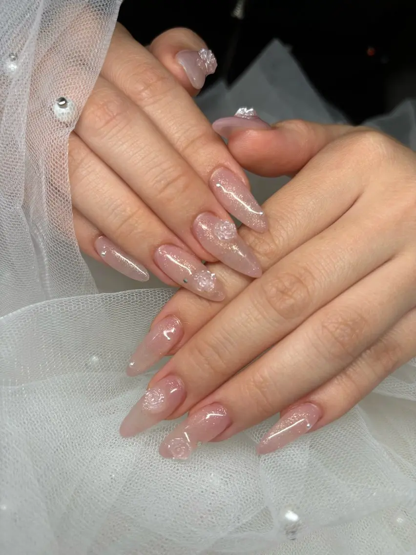 ネイル ロングネイル ピンク ワンホンネイル happiness nailのネイルデザイン