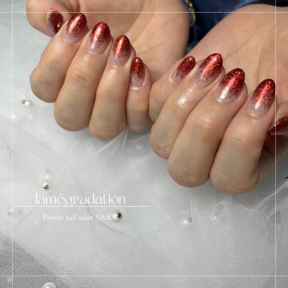 ネイル グラデーション ラメ(グリッター) ラメグラデーション ハンドネイル SAKU nail 作島茜のネイルデザイン