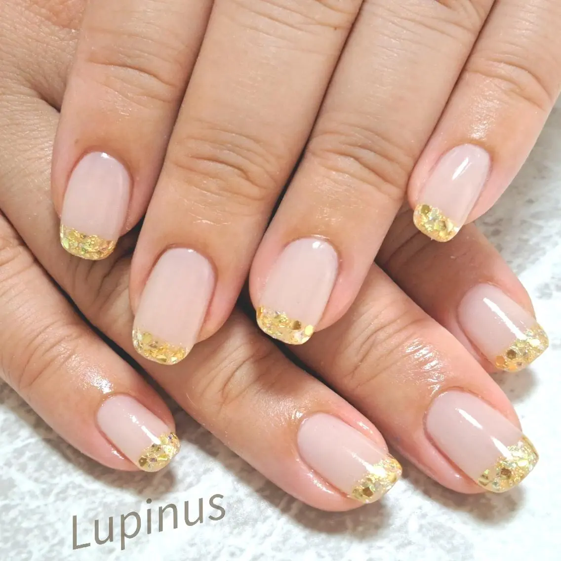 ネイル フレンチネイル ラメ(グリッター) Lupinus ルピナスのネイルデザイン
