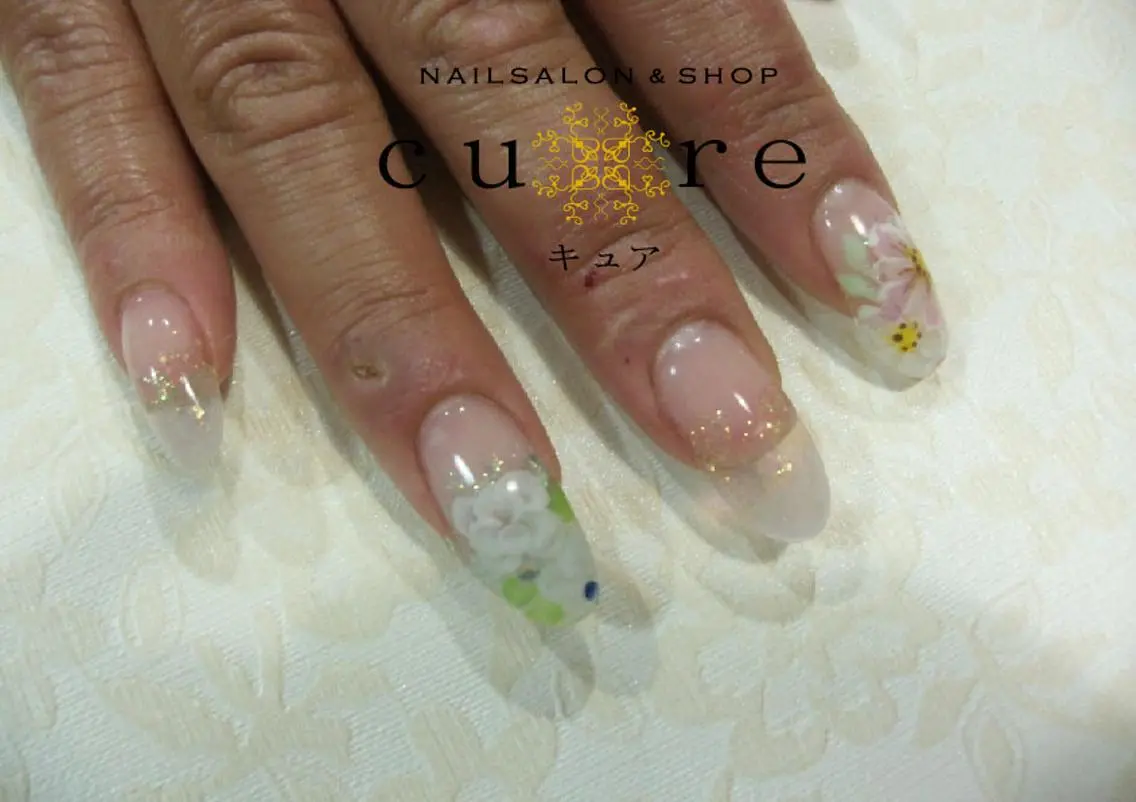ネイル ラメ(グリッター) スカルプネイル ネイルサロン Cureのネイルデザイン