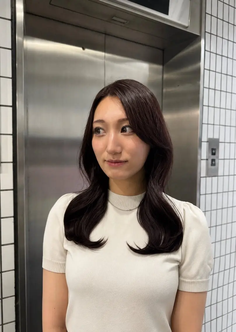 セミロング カット ヘアカラー トリートメント 髪質改善×ブリーチ なしカラー/桃愛のヘアスタイル