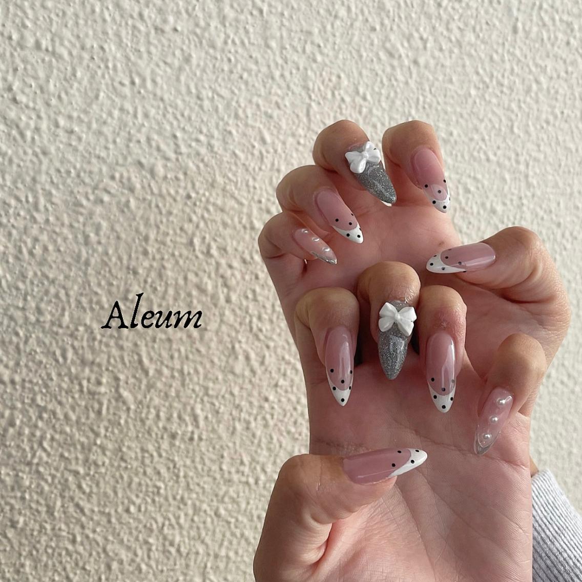 ネイル リボン ハンドネイル Nail Salon Aleumのネイルデザイン