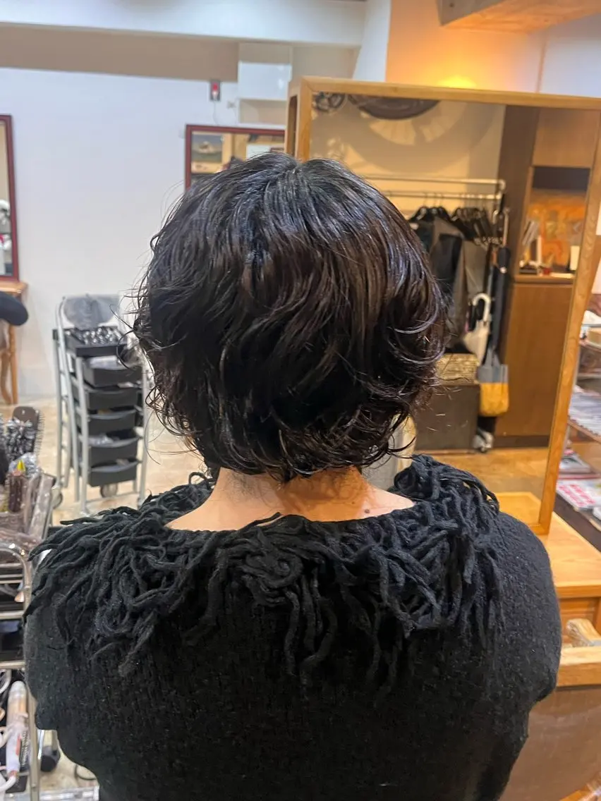 ショート パーマ パーマ トリートメント 松原 樹里のヘアスタイル