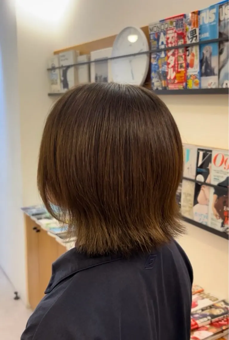 ミディアム カラー ブラウンカラー 透明感カラー ナチュラルブラウン ヘアカラー トリートメント 縮毛/ カラーモデル募集のヘアスタイル