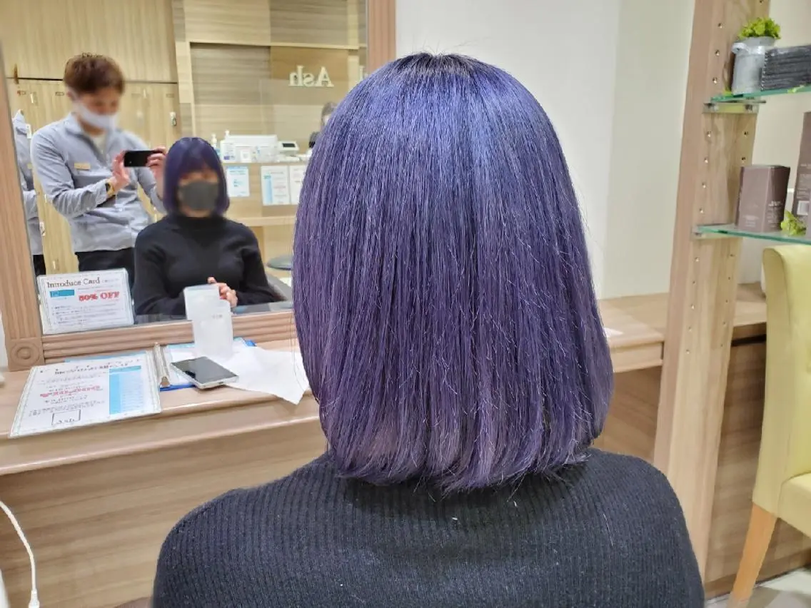 ショート カラー ブリーチ ブルーカラー ブルーラベンダー イルミナカラー ラベンダーカラー カラー特化🔥中村 和貴<Ash津田沼>のヘアスタイル