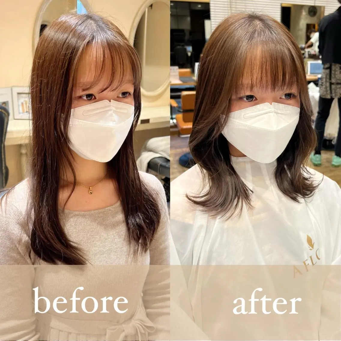 セミロング くびれヘア 髪質改善 縮毛矯正 🧡くびれヘア/前髪 顔周り🧡久原結衣のヘアスタイル