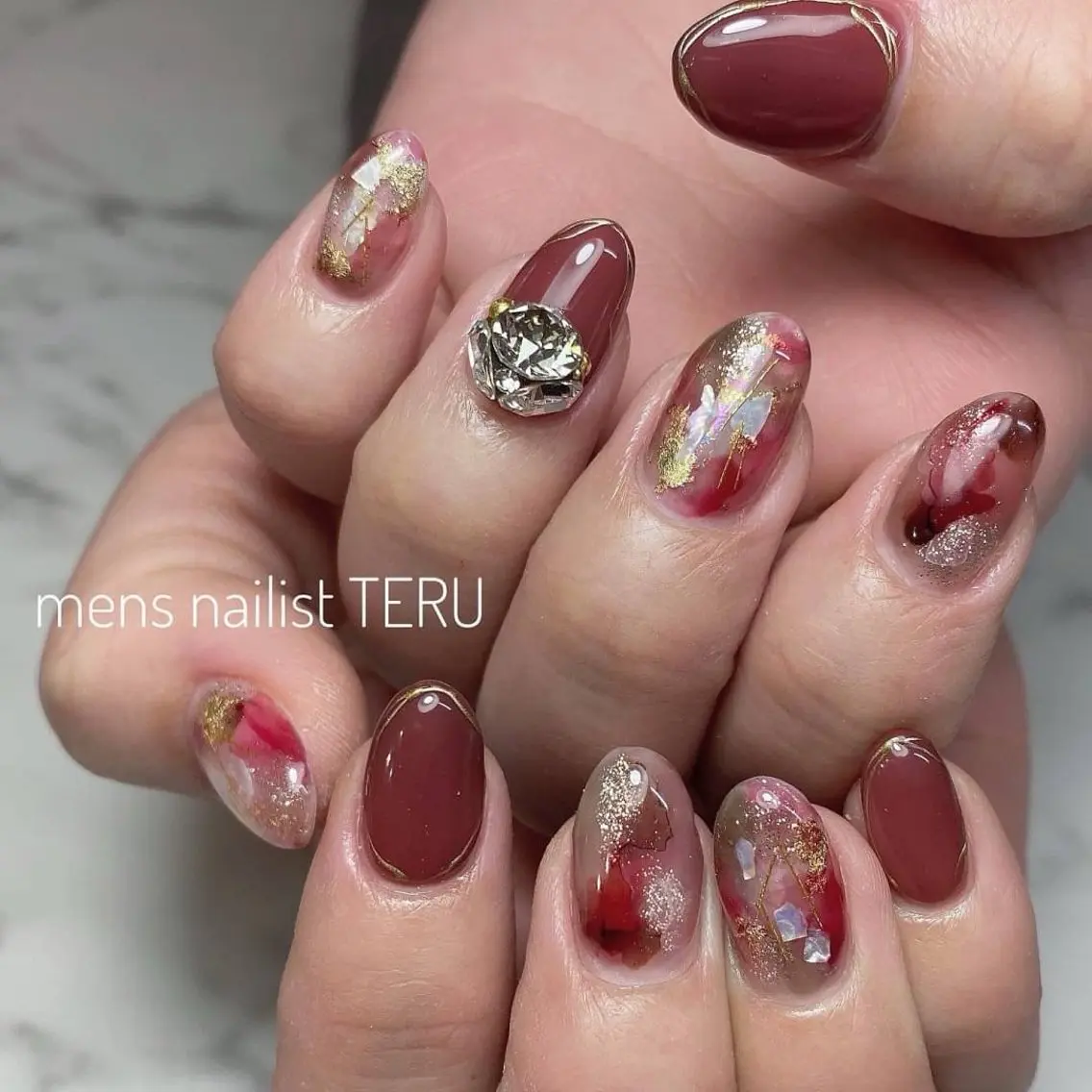 ネイル ボルドー メンズネイル ニュアンスネイル ハンドネイル nailsalon ETERNALのネイルデザイン