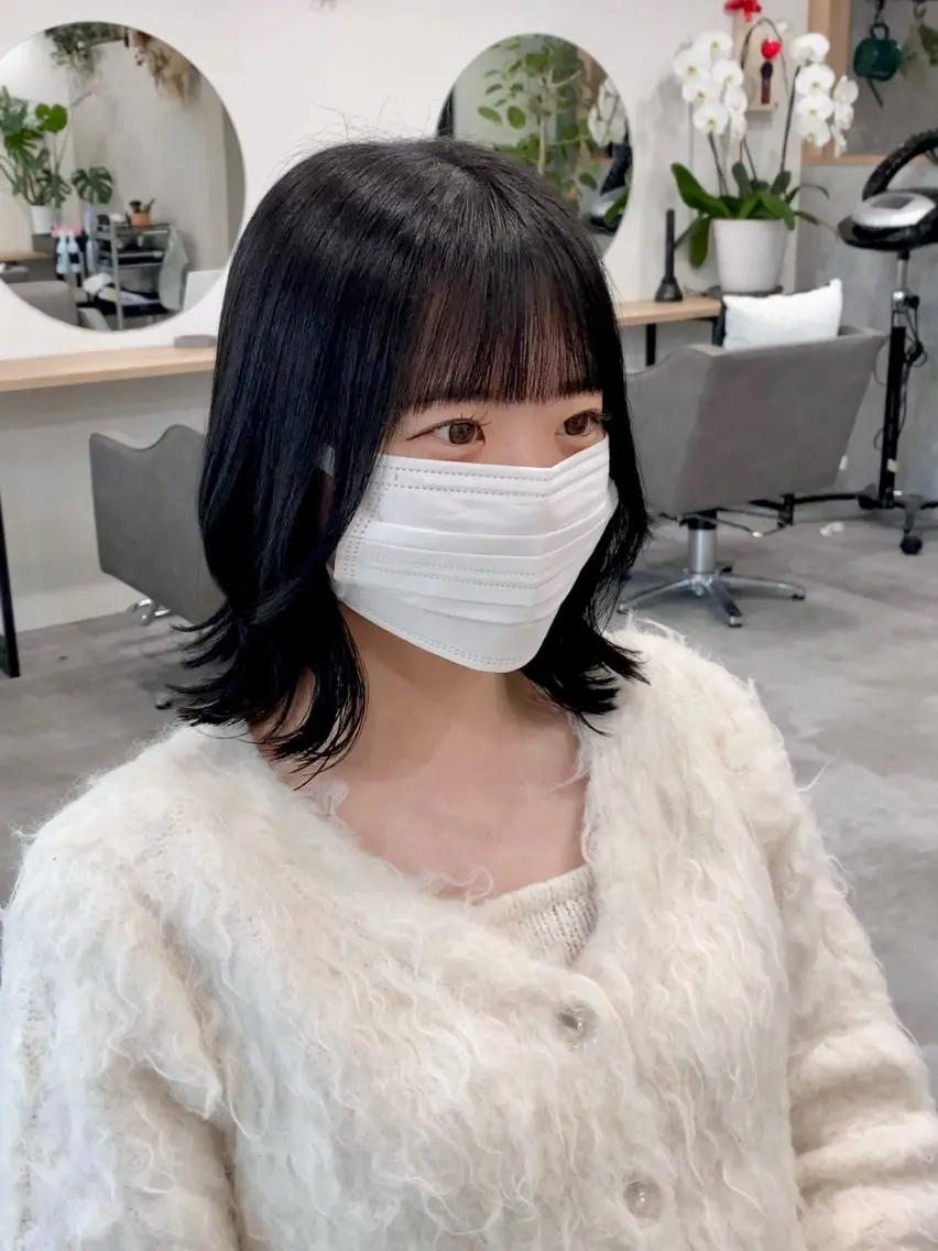 ミディアム カラー 黒髪 ブルーカラー ブルーブラック 透明感カラー ボブ カット ヘアカラー 🫧美髪＆艶カラー 増田魁土🫧のヘアスタイル