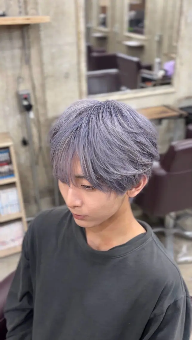 ショート カラー メンズ メンズブリーチ ブリーチ ラベンダーカラー シルバー トリートメント ヘアカラー トリートメント CALON本店よしき 透明感/似合わせのヘアスタイル