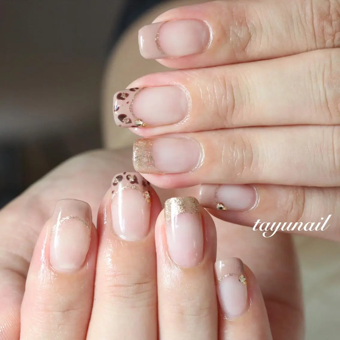 ネイル アニマル柄 アートネイル ブルー フットネイル フレンチネイル ネイルサロン 【たゆnail】のネイルデザイン